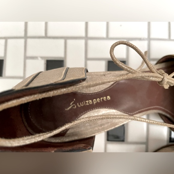 Anthropologie Luiza Perea Deco Heels - Silver Peep Toe Heels - Picture 3 of 9